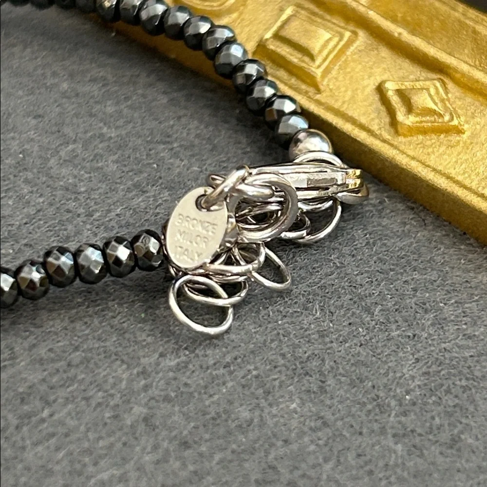 Bronze Milor Hematite Bead Necklace - Minimalist Silver and Black